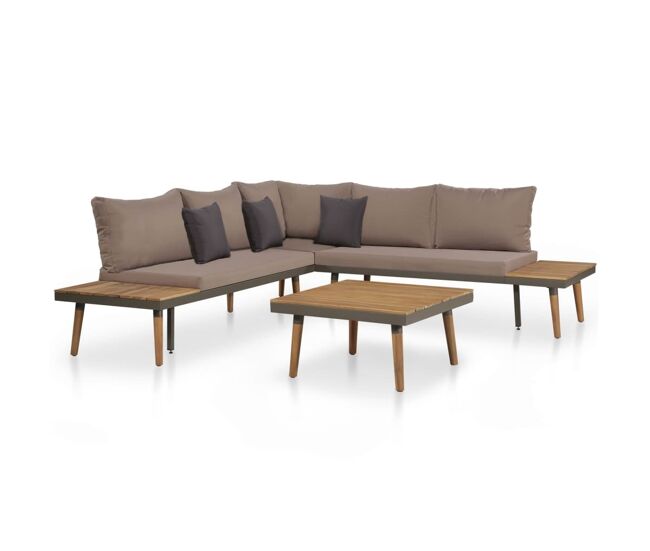 Juego muebles de jardín 4 piezas y cojines madera maciza acacia vidaxl