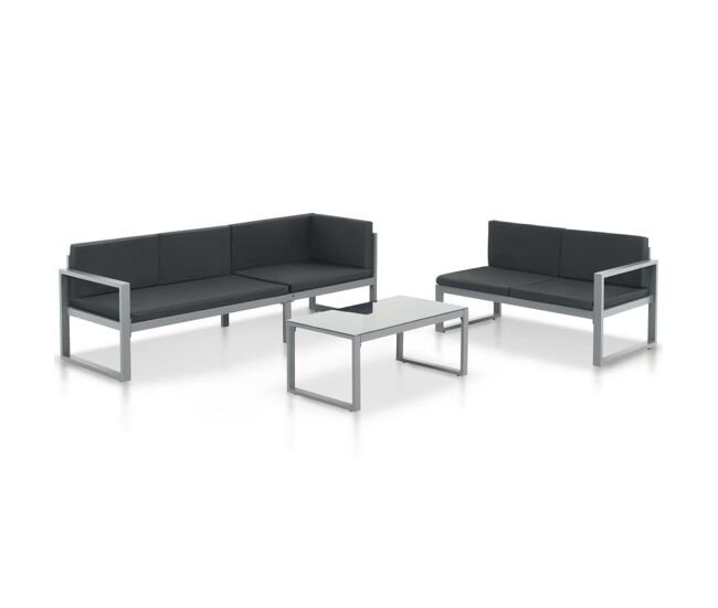 Conjunto de sofás de jardín con cojines aluminio negro 3 piezas vidaxl
