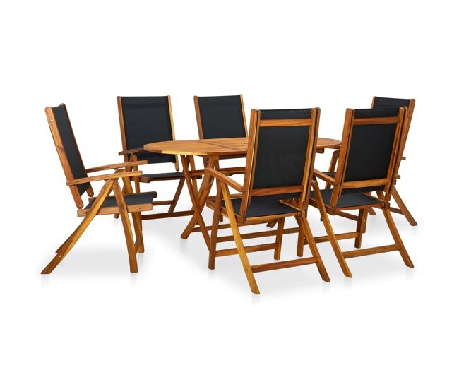 Set de comedor de jardín 7 piezas madera maciza de acacia vidaxl