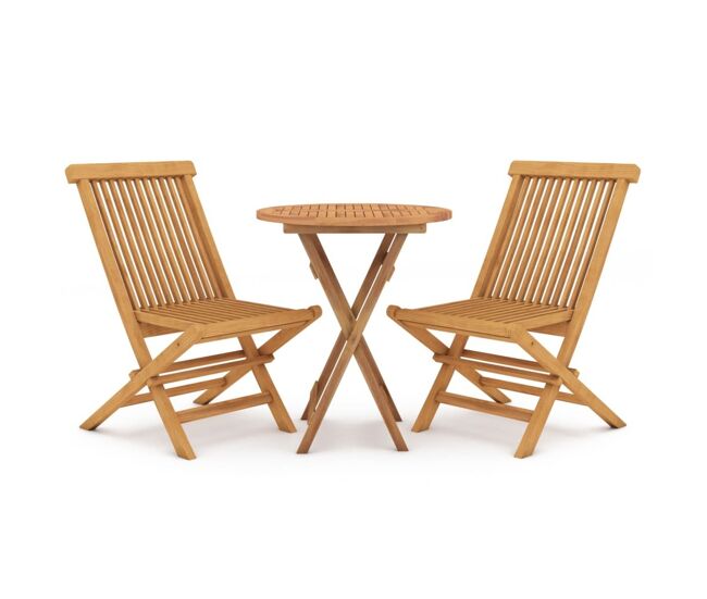 Juego de comedor para jardín 3 piezas madera maciza de teca vidaxl