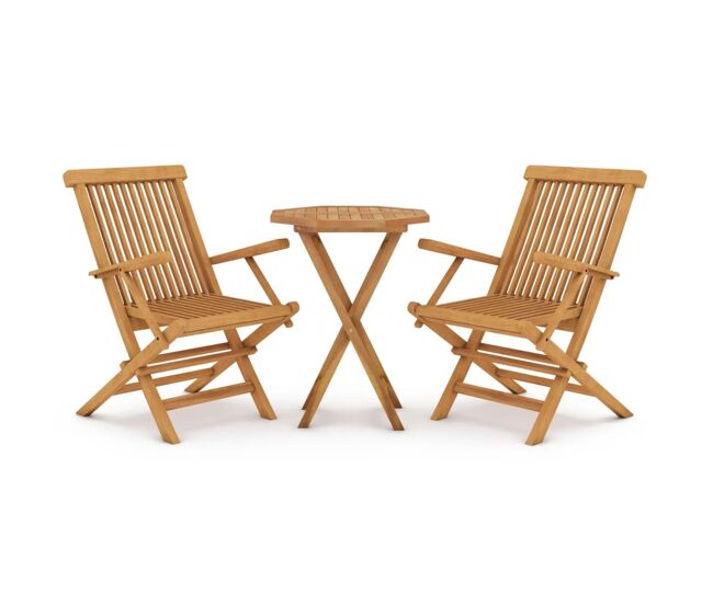 Juego de comedor para jardín 3 piezas madera maciza de teca vidaxl