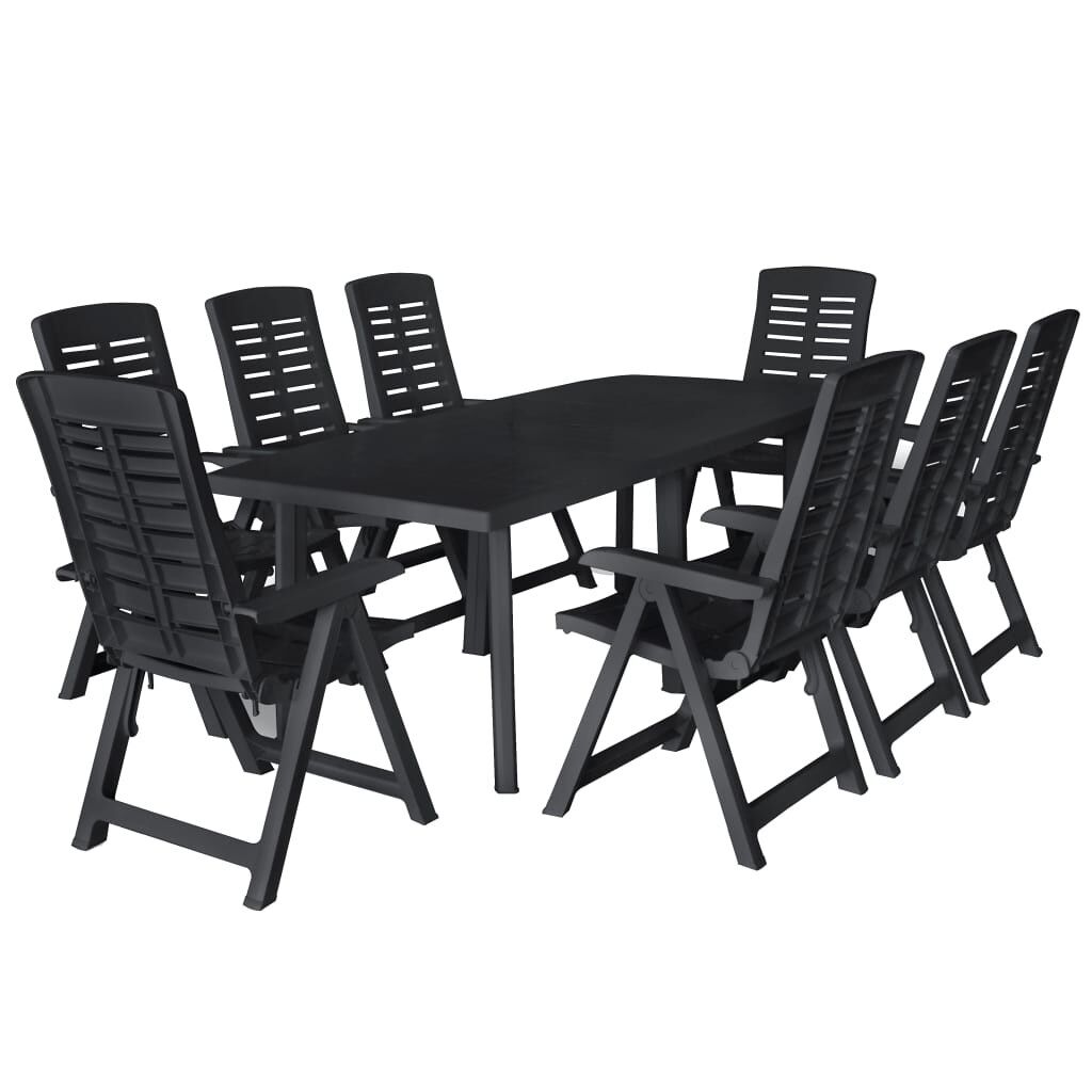Conjunto de comedor de jardín 9 piezas plástico gris antracita vidaxl