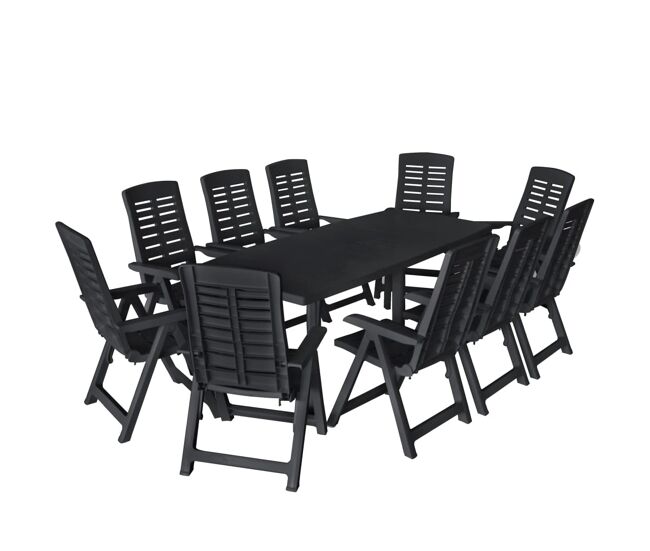 Conjunto de comedor de jardín 11 piezas plástico gris antracita vidaxl