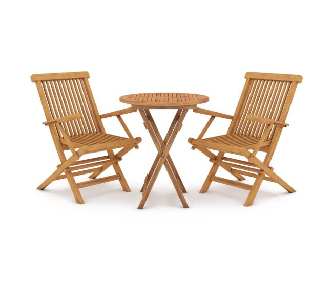 Juego de comedor para jardín 3 piezas madera maciza de teca vidaxl