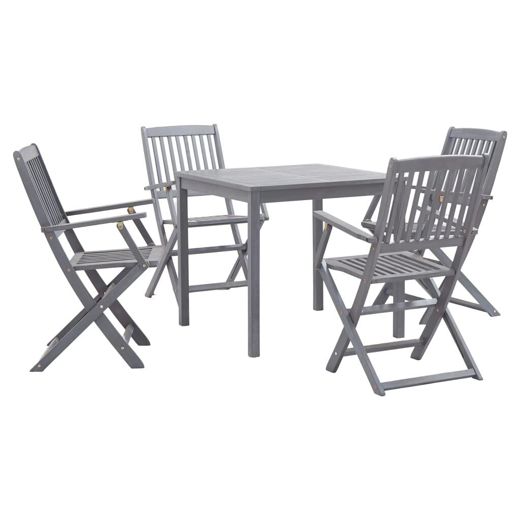 Juego de comedor de jardín 5 pzas madera maciza de acacia gris vidaxl