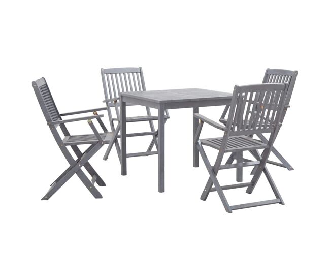 Juego de comedor de jardín 5 pzas madera maciza de acacia gris vidaxl