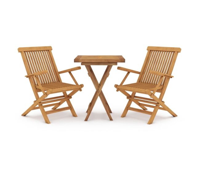 Juego de comedor para jardín 3 piezas madera maciza de teca vidaxl