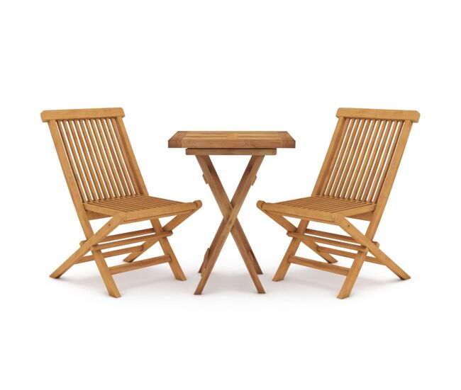 Juego de comedor para jardín 3 piezas madera maciza de teca vidaxl