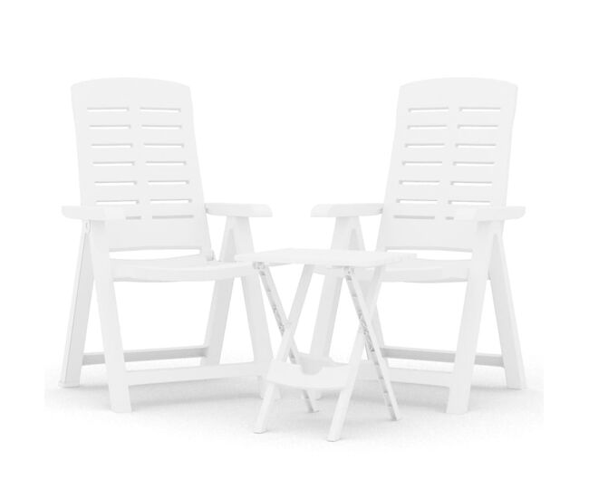 Juego de comedor para jardín 3 piezas polipropileno blanco vidaxl