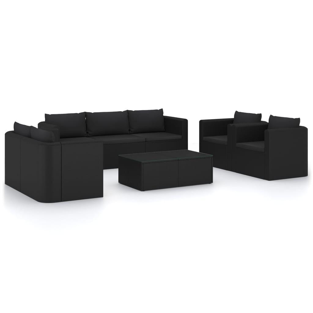 Set de muebles de jardín 9 pzas cojines ratán sintético negro vidaxl
