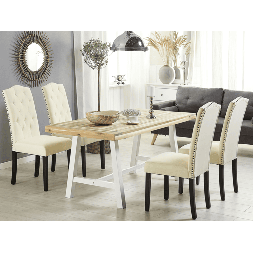 Conjunto de 2 cadeiras de jantar SHIRLEY Tecido Creme