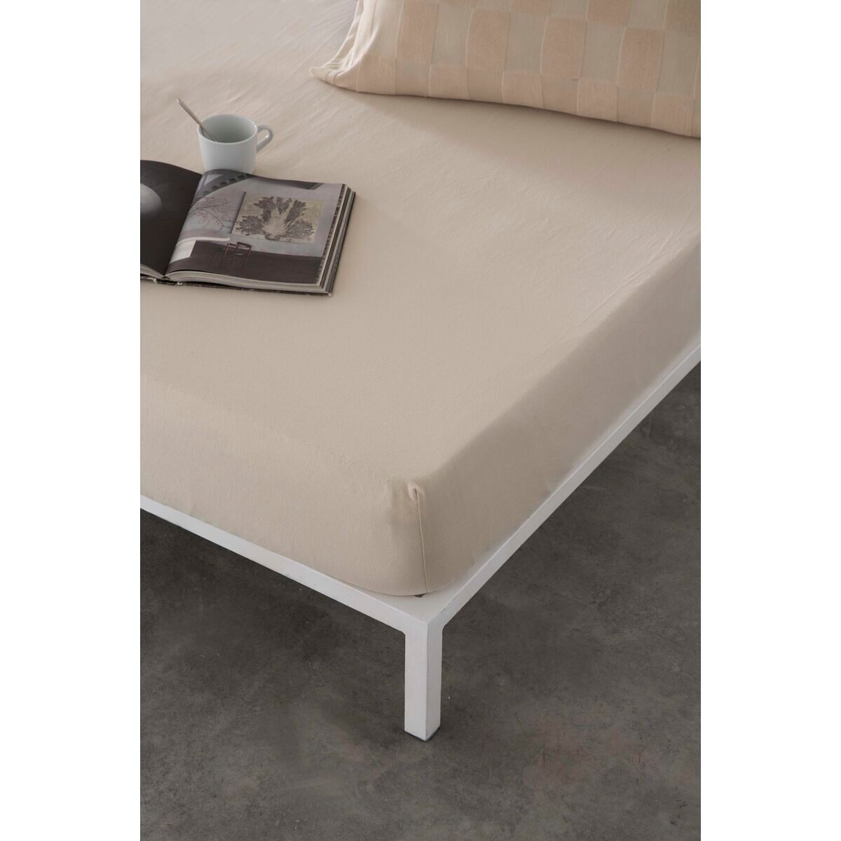 Sábana bajera ajustable naturals elba beige 150 x 200 (cama de 150)