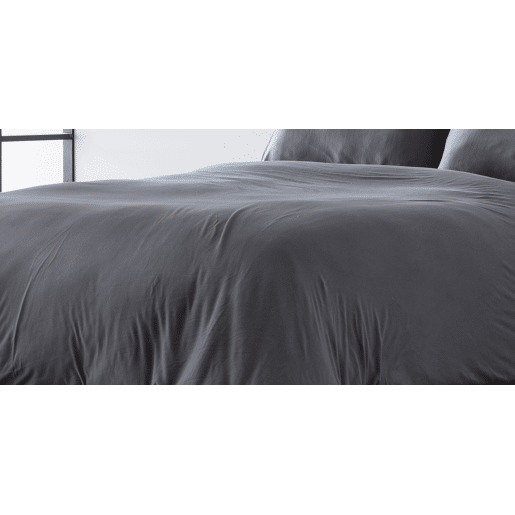 Capa nórdica Naturals ELBA Cinzento escuro Solteiro (180 x 220 cm)