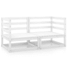 vidaXL Sofás de canto para jardim 2 pcs madeira de pinho maciça branco