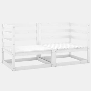vidaXL Sofás de canto para jardim 2 pcs madeira de pinho maciça branco