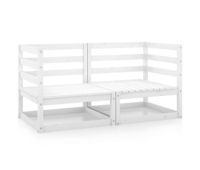 Vidaxl sofás de esquina de jardín 2 uds blanco madera maciza de pino