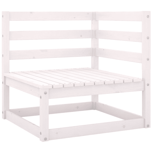 vidaXL Sofás de canto para jardim 2 pcs madeira de pinho maciça branco