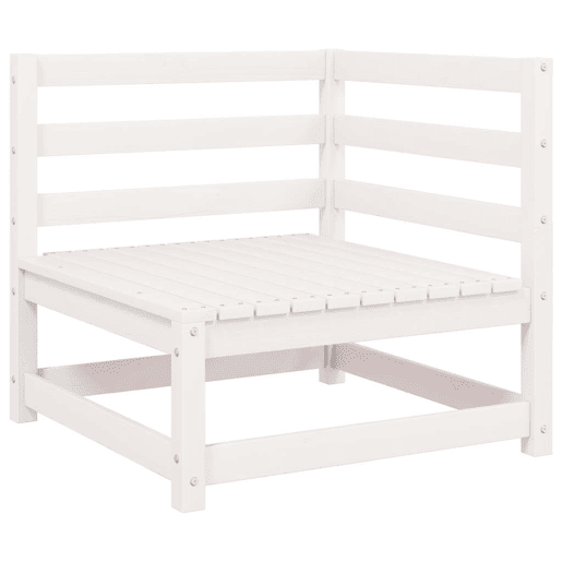 vidaXL Sofás de canto para jardim 2 pcs madeira de pinho maciça branco