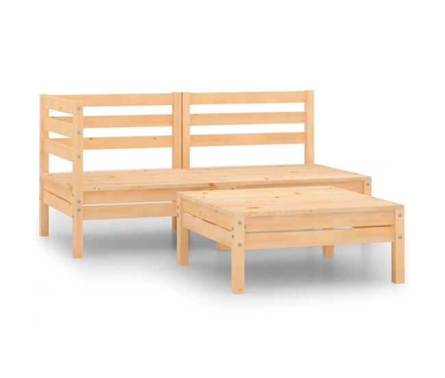 Juego de muebles de jardín 3 piezas madera maciza de pino vidaxl