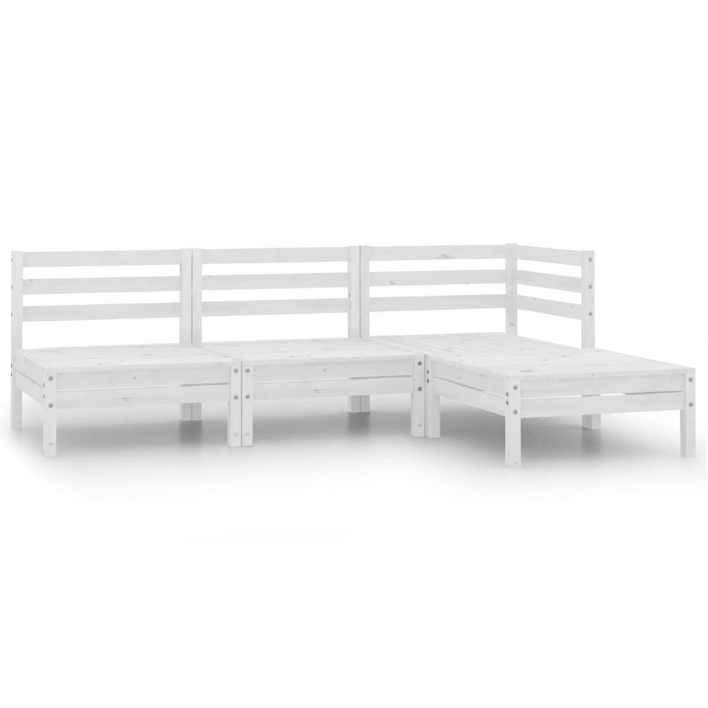Set de salón de jardín de 4 piezas blanco madera maciza de pino vidaxl