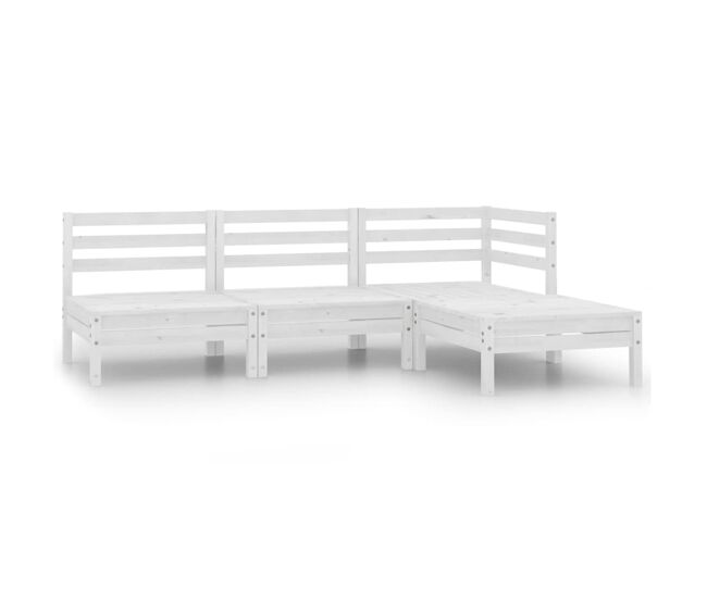 Set de salón de jardín de 4 piezas blanco madera maciza de pino vidaxl