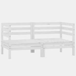 vidaXL Sofás de canto para jardim 2 pcs madeira de pinho maciça branco