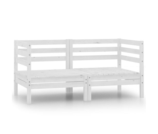 Vidaxl sofás de esquina de jardín 2 uds blanco madera maciza de pino