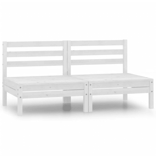 vidaXL Sofás de centro p jardim 2 pcs madeira de pinho maciça branco vidaXL Sofás de centro p jardim 2 pcs madeira de pinho maciça branco