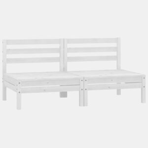 vidaXL Sofás de centro p jardim 2 pcs madeira de pinho maciça branco