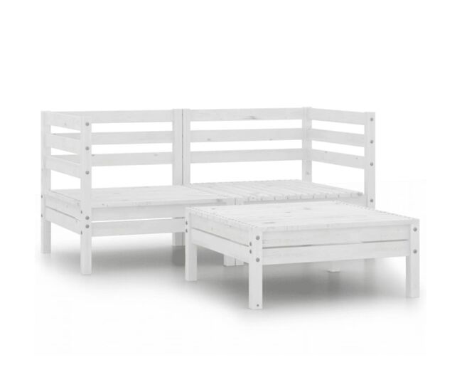 Juego de muebles de jardín 3 piezas madera maciza pino blanco vidaxl