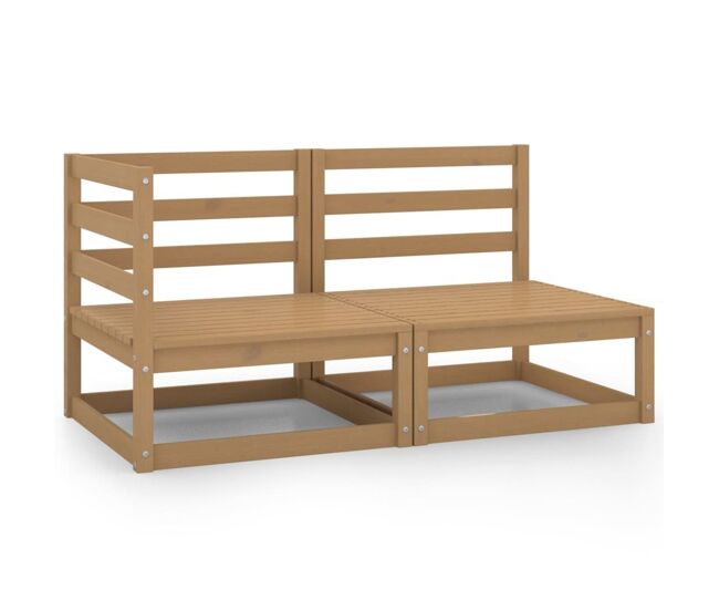 Vidaxl muebles de jardín 2 piezas marrón miel madera maciza de pino