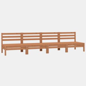 vidaXL Sofás de centro para jardim 4 pcs pinho maciço castanho mel