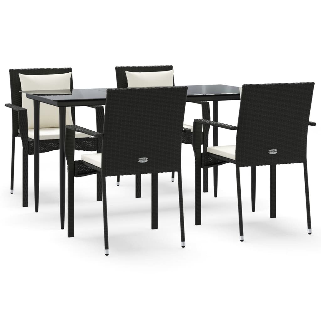 Set de muebles jardín 5 pzas con cojines ratán sintético negro vidaxl