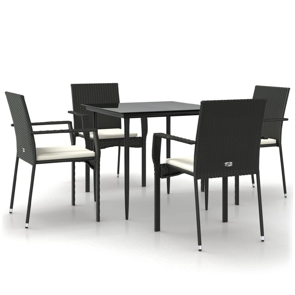Set de muebles jardín 5 pzas con cojines ratán sintético negro vidaxl