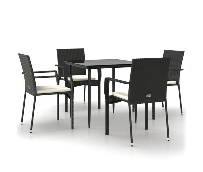 Set de muebles jardín 5 pzas con cojines ratán sintético negro vidaxl