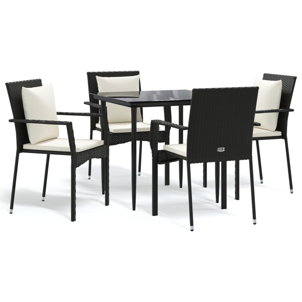 Set de muebles jardín 5 pzas con cojines ratán sintético negro vidaxl