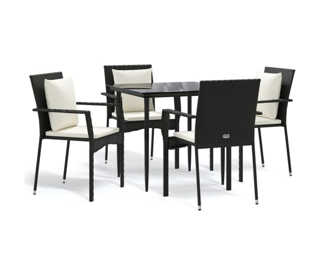 Set de muebles jardín 5 pzas con cojines ratán sintético negro vidaxl