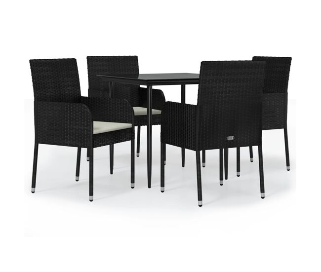 Set de muebles jardín 5 pzas con cojines ratán sintético negro vidaxl