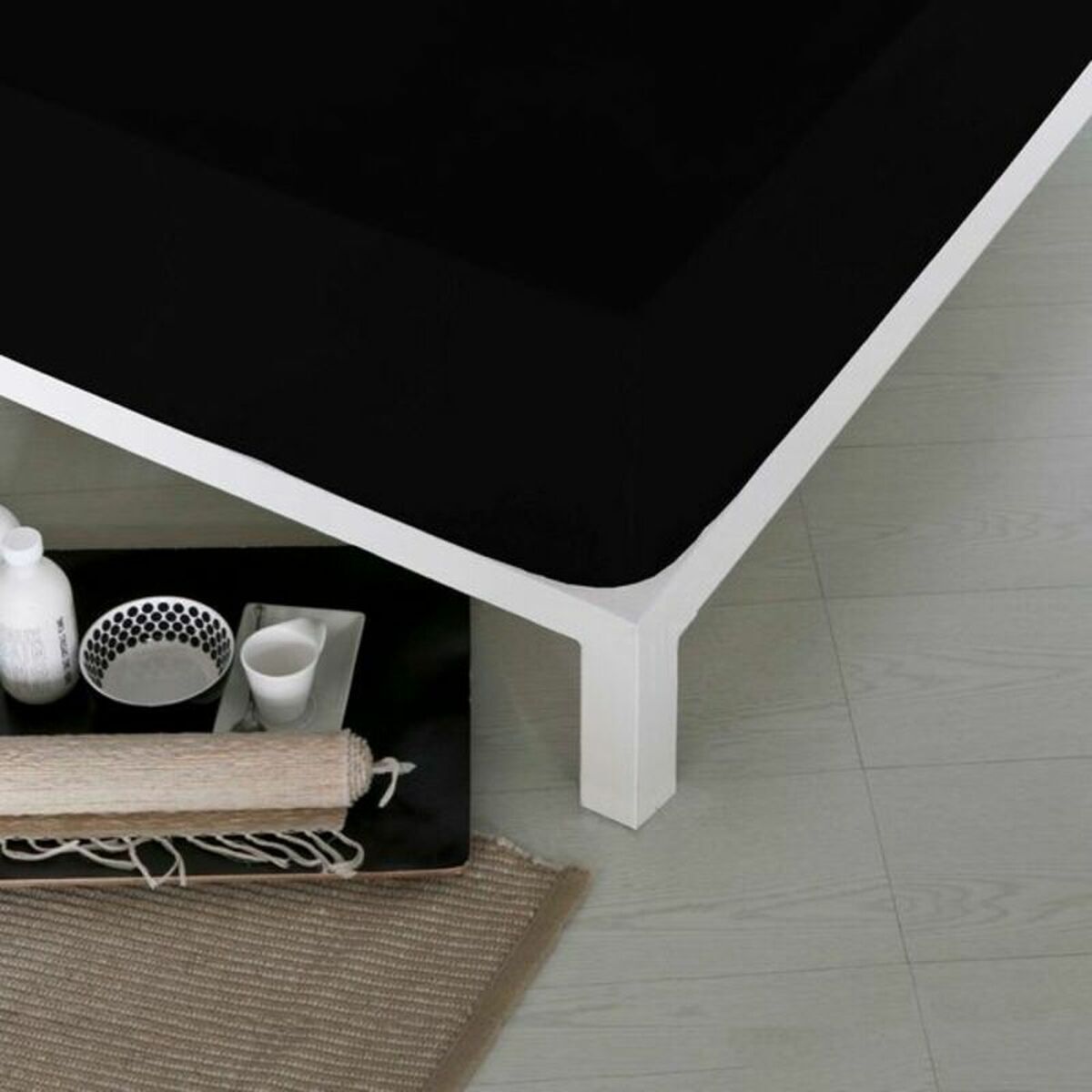 Sábana bajera ajustable naturals negro cama de 150 (150 x 190 cm)