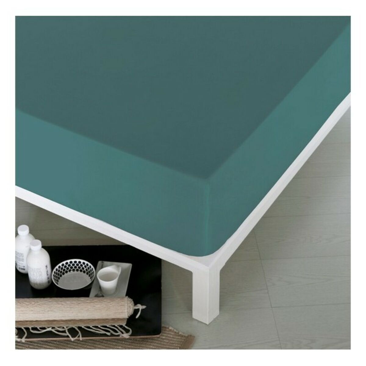 Sábana bajera ajustable naturals verde cama de 135 (135 x 190 cm)