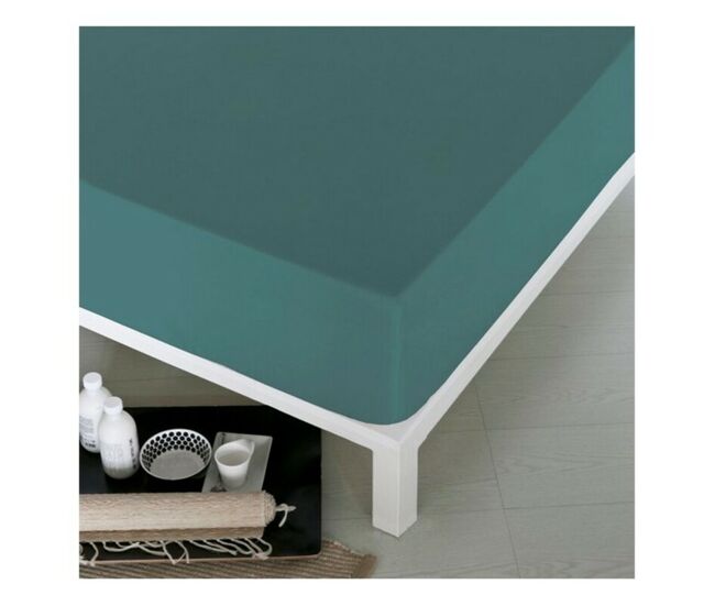 Sábana bajera ajustable naturals verde cama de 135 (135 x 190 cm)