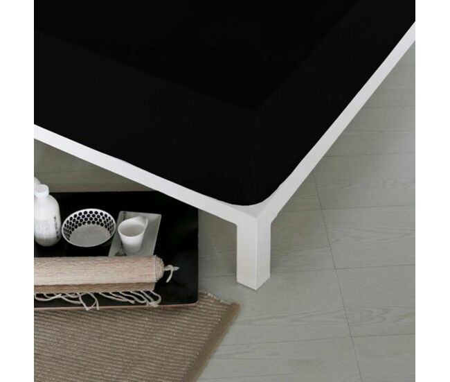 Sábana bajera ajustable naturals negro cama de 105 (105 x 190 cm)