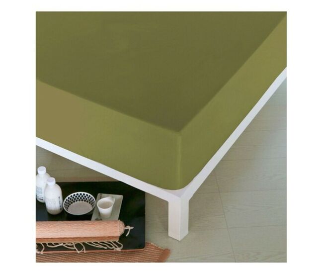 Sábana bajera ajustable naturals verde cama de 105 (105 x 190 cm) - cama de 135 (135 x 190 cm)