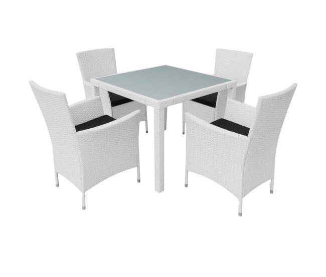 Set de comedor de jardín 5 piezas ratán sintético blanco crema vidaxl