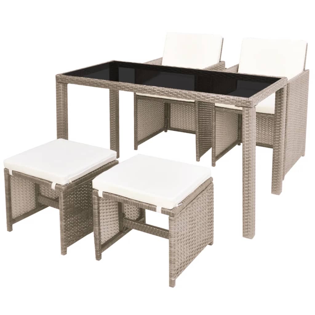 Vidaxl set comedor de jardín 5 piezas y cojines ratán sintético beige