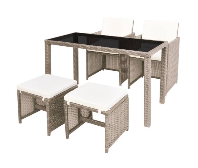 Vidaxl set comedor de jardín 5 piezas y cojines ratán sintético beige