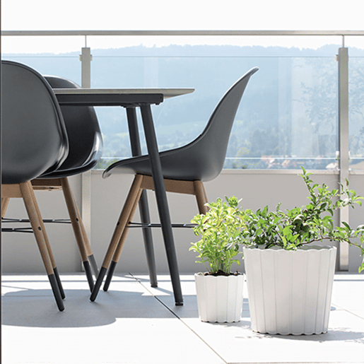 Vaso de plantas às riscas 2,2L cinzento-pedra Boardee Basic 165x165x150 cm