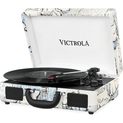 Gira-discos portátil com Bluetooth e colunas Victrola Journey três velocidades de reprodução 33 13, 45 e 78 RPM