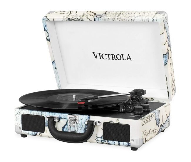 Tocadiscos portátil con bluetooth y altavoces victrola journey tres velocidades de reproducción 33 1/3, 45 y 78 rpm