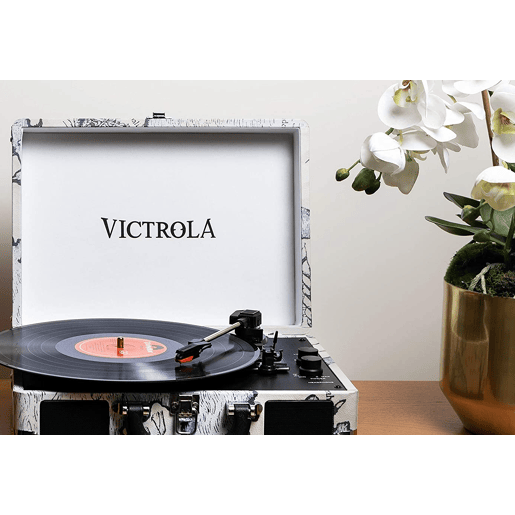 Gira-discos portátil com Bluetooth e colunas Victrola Journey três velocidades de reprodução 33 13, 45 e 78 RPM